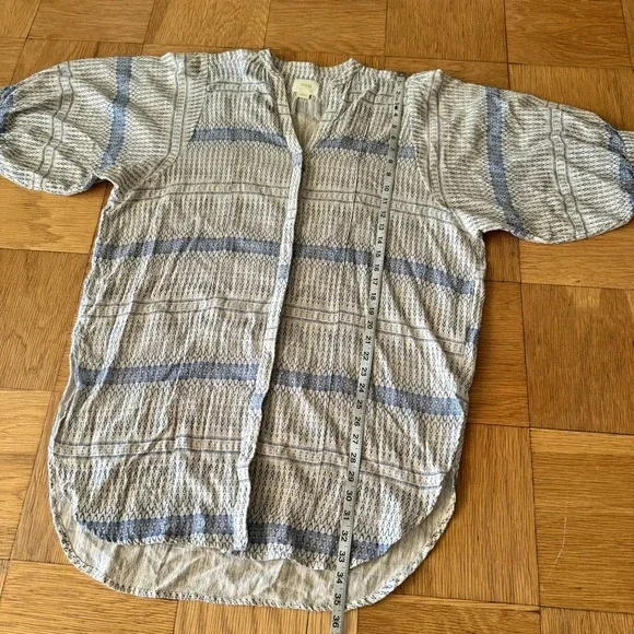 Maeve Lena Tunic Top Small Blue White Cotton Gauzy Loose Flowy - Picture 6 of 8